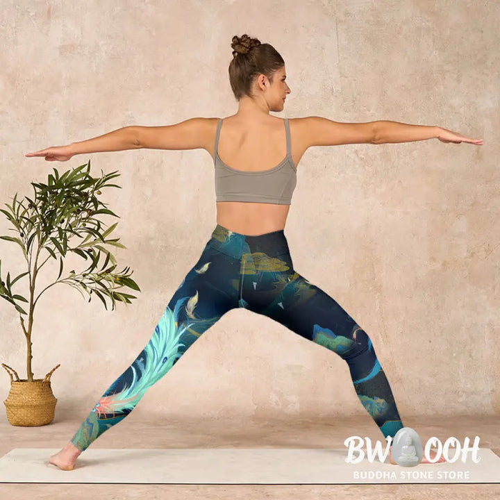 BWOOOH printed yoga leggings - Mountains Phoenix Feather Exercise Leggi