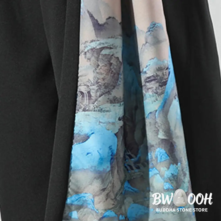 Buddha Stones Mountains Rivers Pattern Men’s Wide Leg Pants With Pockets - Men’s Wide Leg Pants