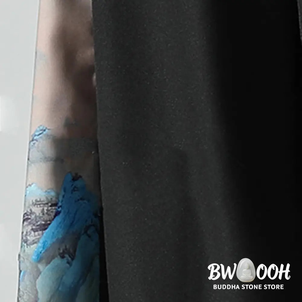 Buddha Stones Mountains Rivers Pattern Men’s Wide Leg Pants With Pockets - Men’s Wide Leg Pants
