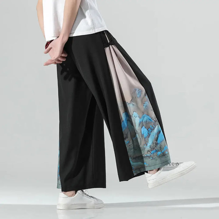 BWOOOH printed wide-leg yoga pants - Mountains Rivers Pattern Men&