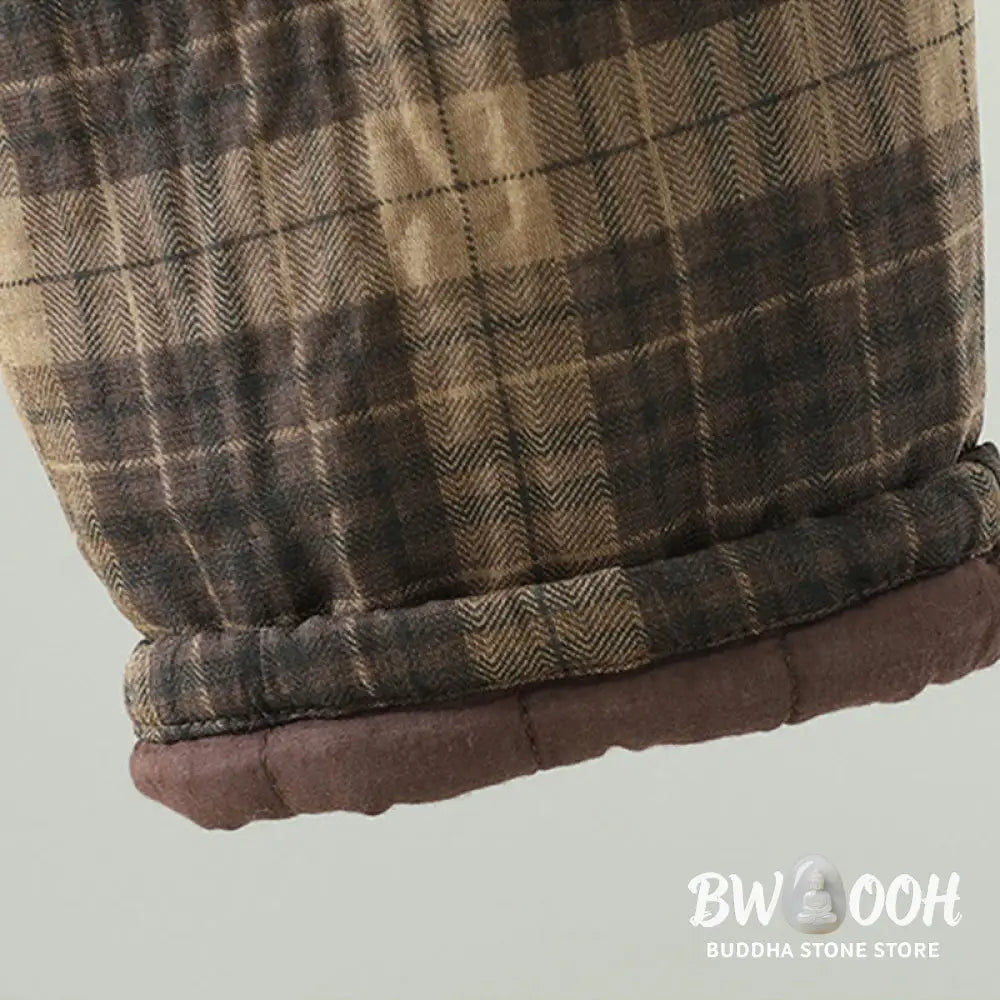 Buddha Stones Multi-color Plaid Pattern Cotton-padded Women’s Harem Thermal Pants With Pockets - Women’s Harem Pants