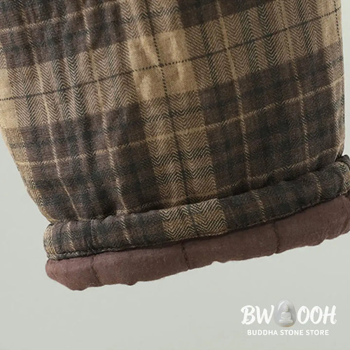 Buddha Stones Multi-color Plaid Pattern Cotton-padded Women’s Harem Thermal Pants With Pockets - Women’s Harem Pants