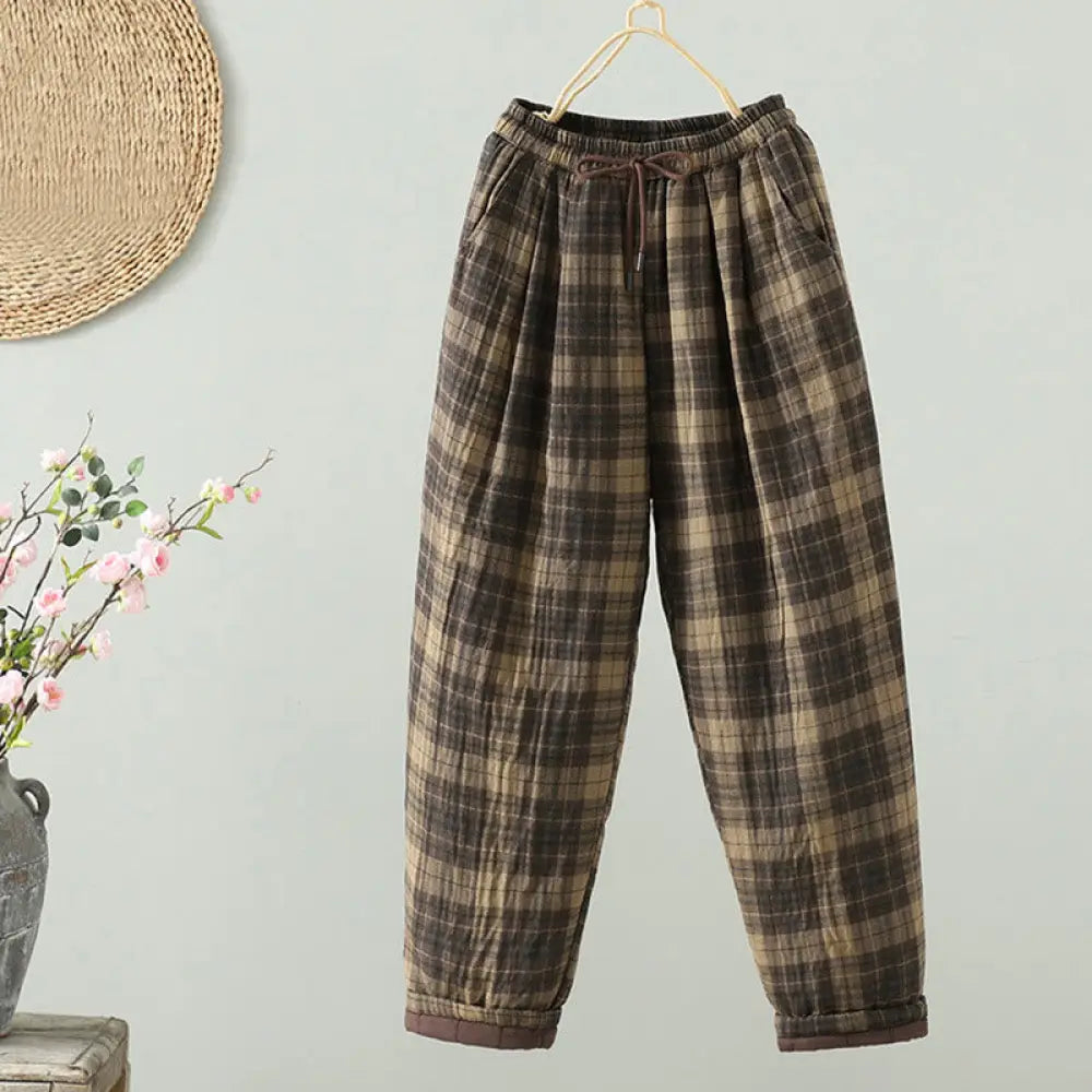 BWOOOH printed harem pants - Multi-color Plaid Pattern Cotton-padded 
