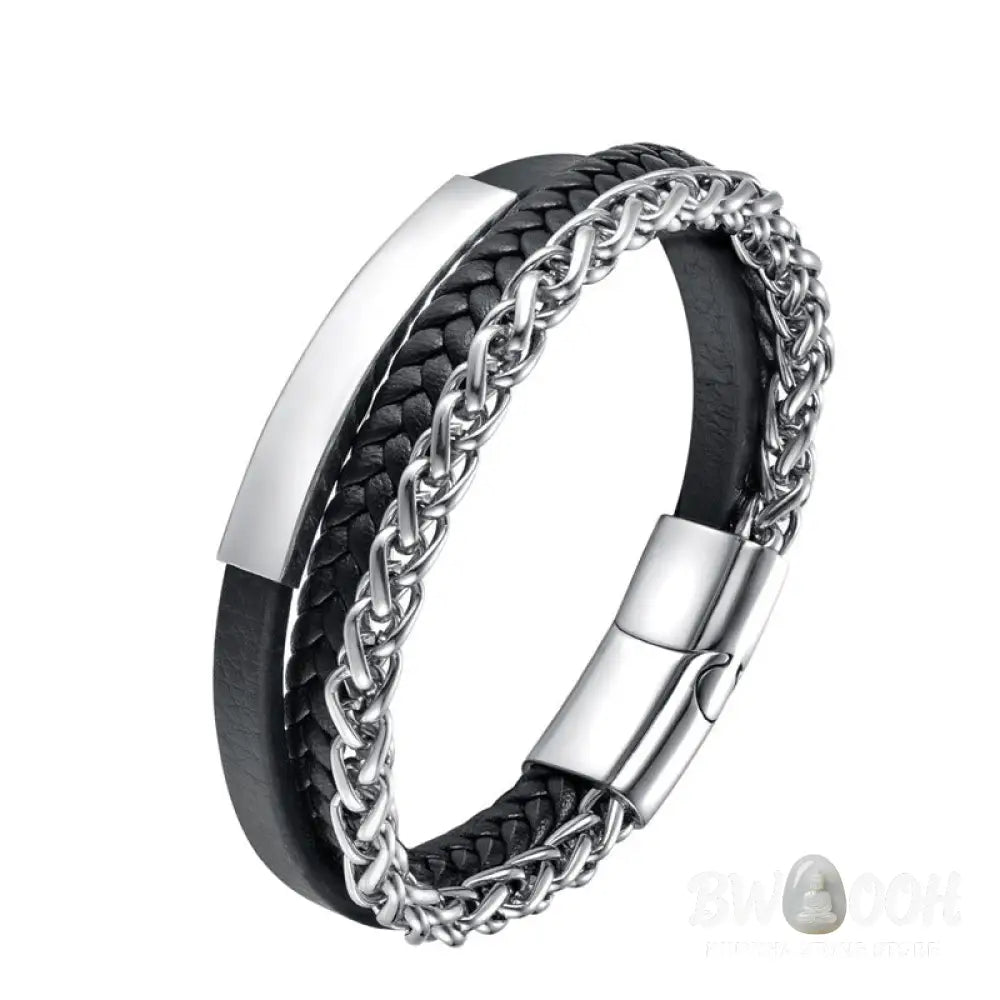 Buddha Stones Multi-layered Titanium Steel Calm Leather Buckle Bracelet - BWOOOH - Bracelet