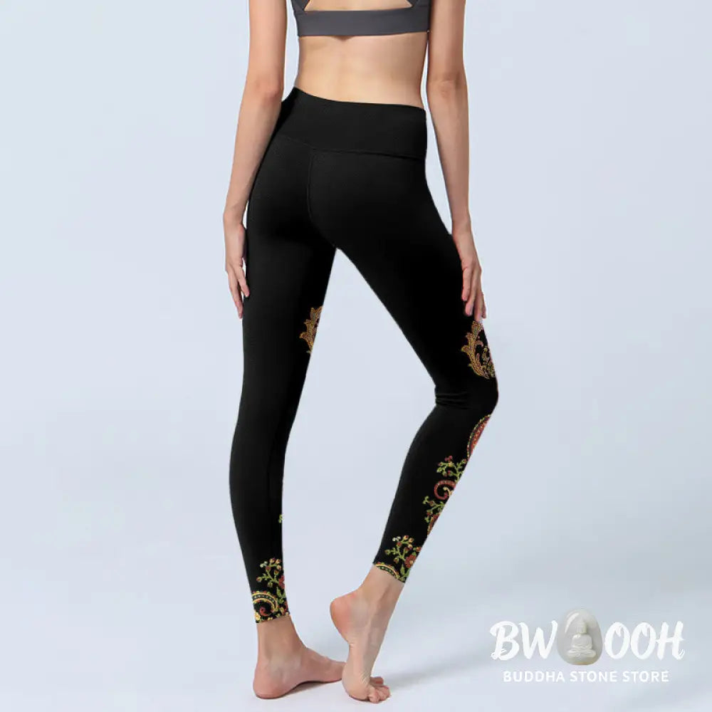 Buddha Stones Multicolor Paisley Floral Print Gym Leggings Women&