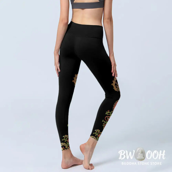 Buddha Stones Multicolor Paisley Floral Print Gym Leggings Women&