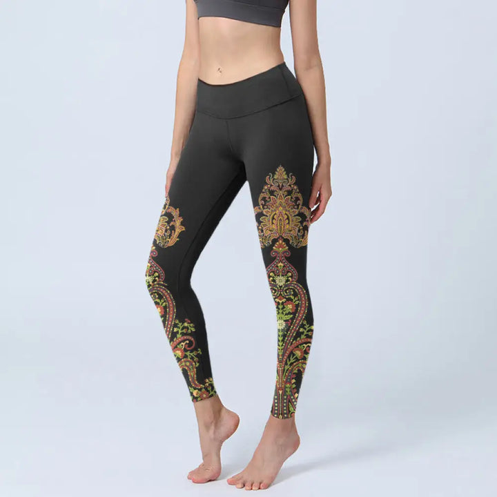 BWOOOH printed yoga leggings - Multicolor Paisley Floral Print Gym Legg