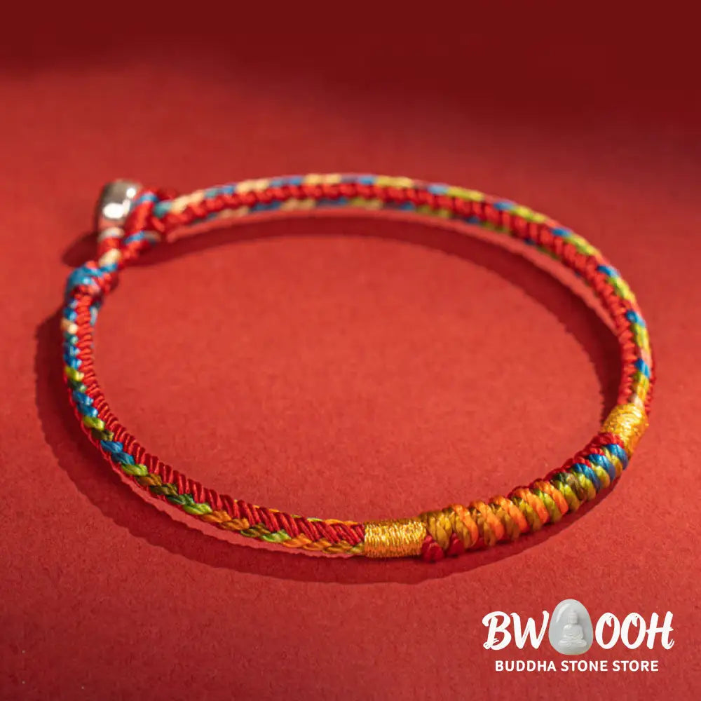 Buddha Stones Multicolor Red String Alloy 925 Sterling Silver Buckle Protection Bracelet - BWOOOH - Bracelet