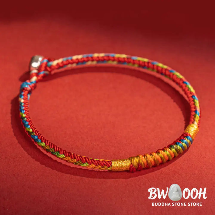 Buddha Stones Multicolor Red String Alloy 925 Sterling Silver Buckle Protection Bracelet - BWOOOH - Bracelet