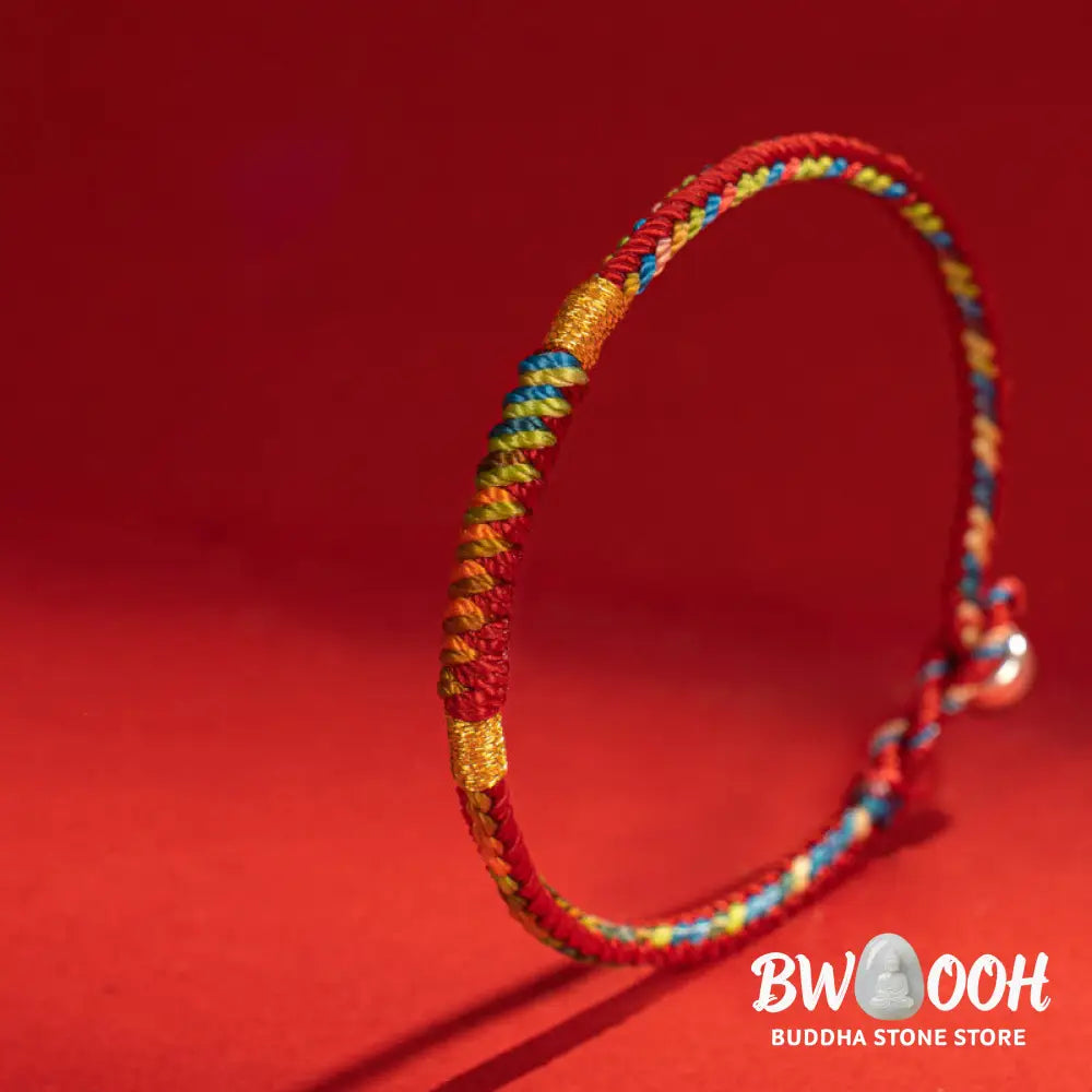Buddha Stones Multicolor Red String Alloy 925 Sterling Silver Buckle Protection Bracelet - BWOOOH - Bracelet