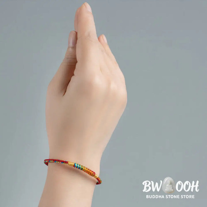 Buddha Stones Multicolor Red String Alloy 925 Sterling Silver Buckle Protection Bracelet - BWOOOH - Bracelet