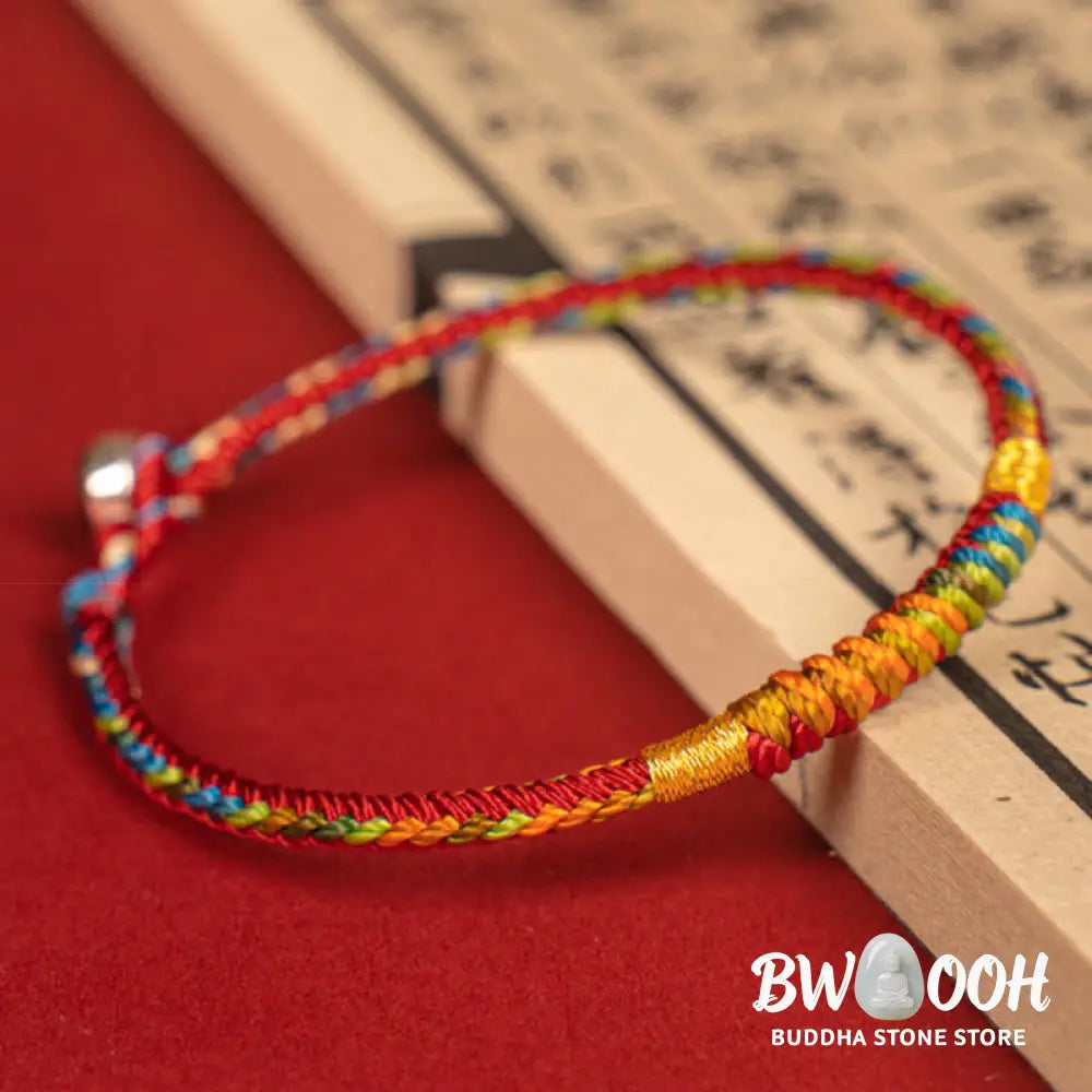 Buddha Stones Multicolor Red String Alloy 925 Sterling Silver Buckle Protection Bracelet - BWOOOH - Bracelet