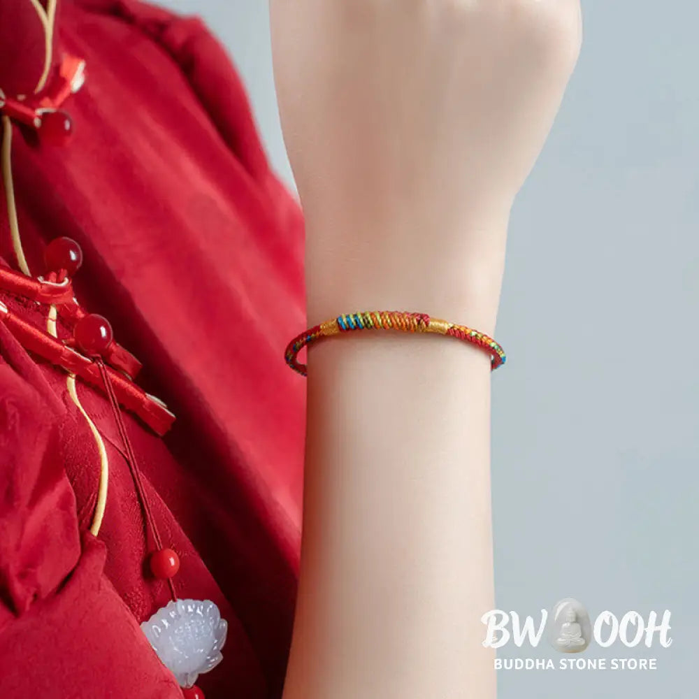 Buddha Stones Multicolor Red String Alloy 925 Sterling Silver Buckle Protection Bracelet - BWOOOH - Bracelet