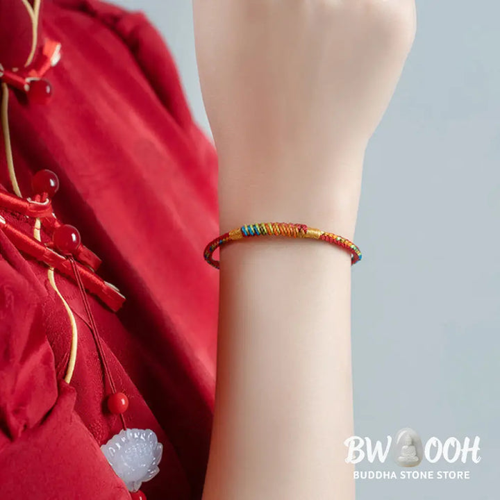 Buddha Stones Multicolor Red String Alloy 925 Sterling Silver Buckle Protection Bracelet - BWOOOH - Bracelet