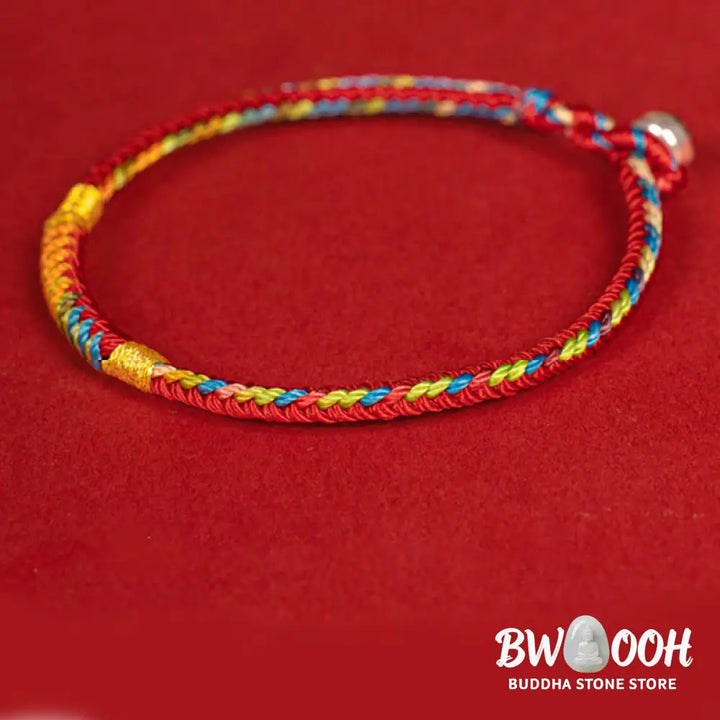 Buddha Stones Multicolor Red String Alloy 925 Sterling Silver Buckle Protection Bracelet - BWOOOH - Bracelet