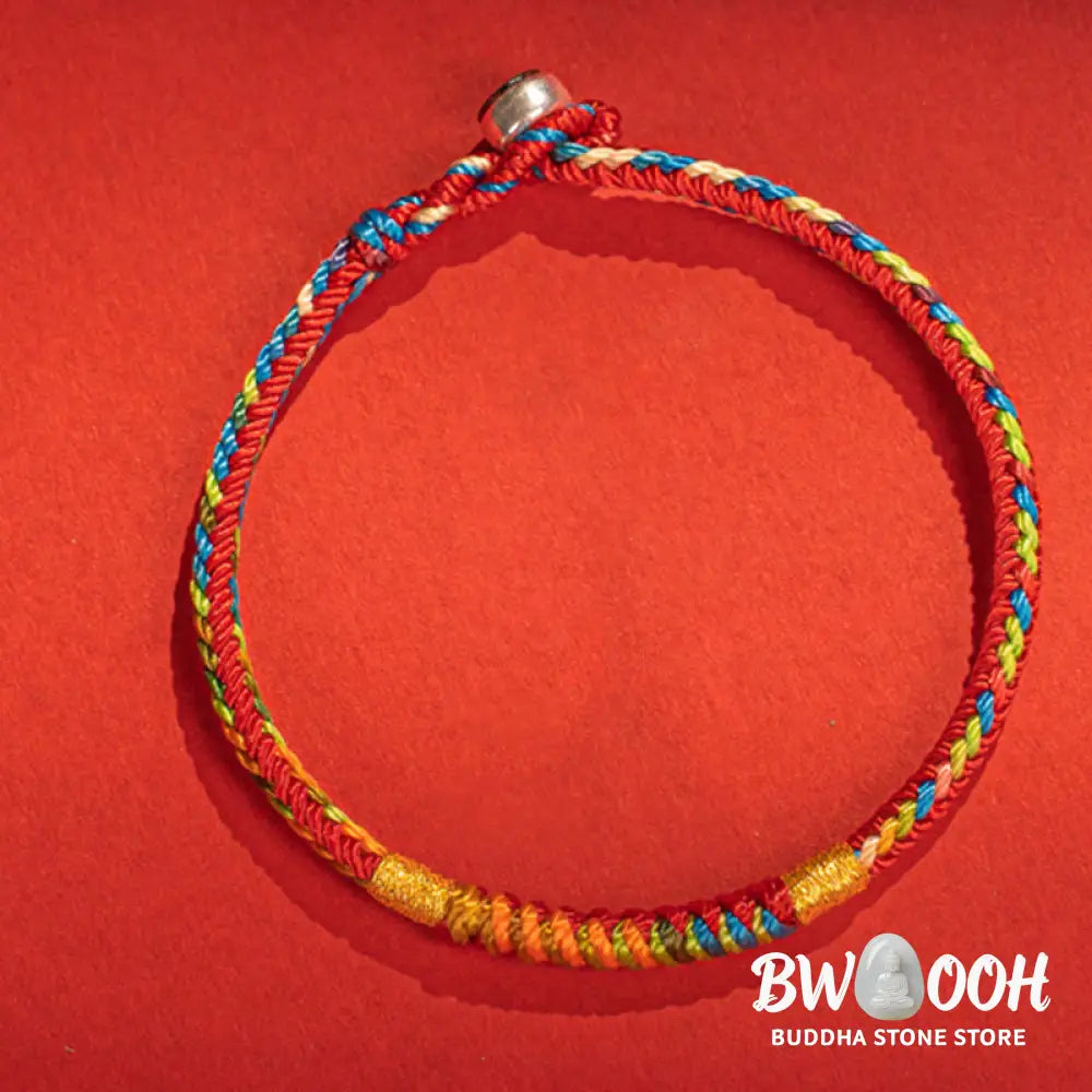 Buddha Stones Multicolor Red String Alloy 925 Sterling Silver Buckle Protection Bracelet - BWOOOH - Bracelet
