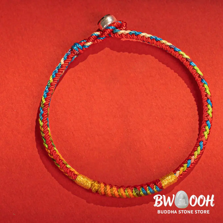 Buddha Stones Multicolor Red String Alloy 925 Sterling Silver Buckle Protection Bracelet - BWOOOH - Bracelet