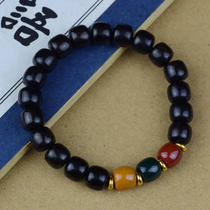 Buddha Stones Multicolored Green Sandalwood Ebony Wood Red Sandalwood Peace Bracelet - BWOOOH - Red Sandalwood 8*9mm
