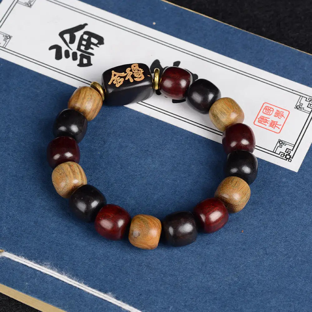 BWOOOH Multicolored Green Sandalwood Ebony Wood Red Sandalwood Peace Bracelet - BWOOOH - Wood Beads 12mm