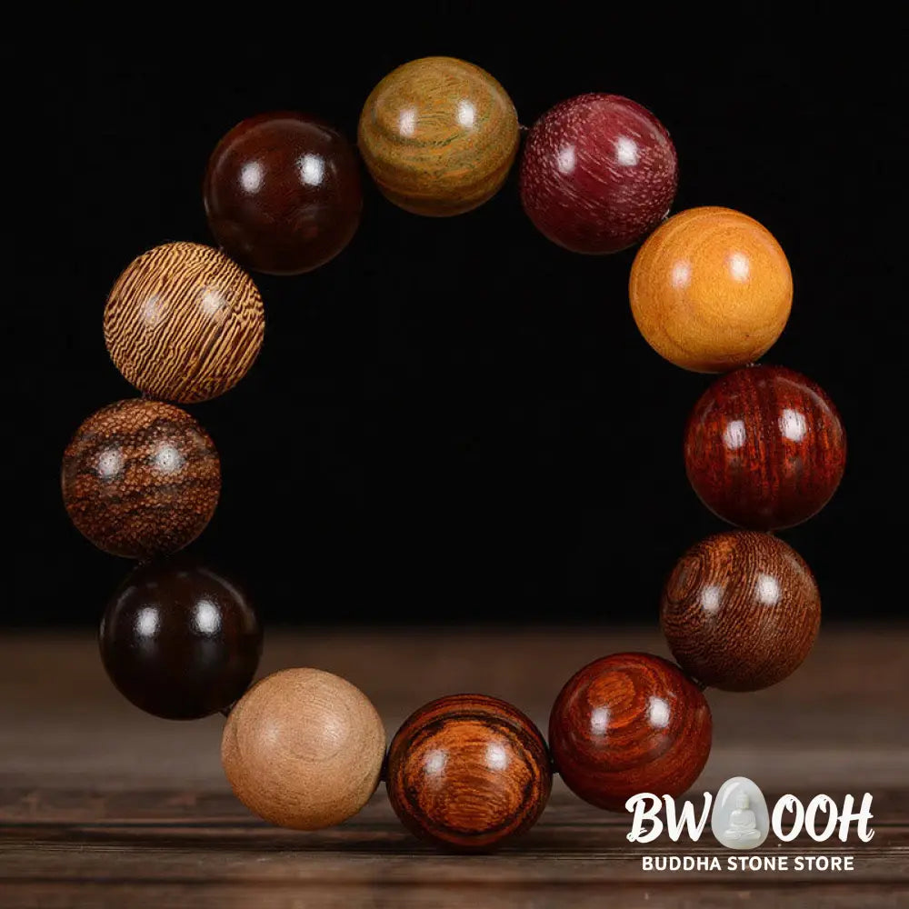 Buddha Stones Multicolored Sandalwood Protection Healing Bracelet - BWOOOH - Bracelet