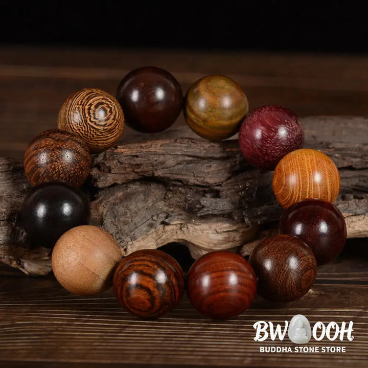Buddha Stones Multicolored Sandalwood Protection Healing Bracelet - BWOOOH - Bracelet