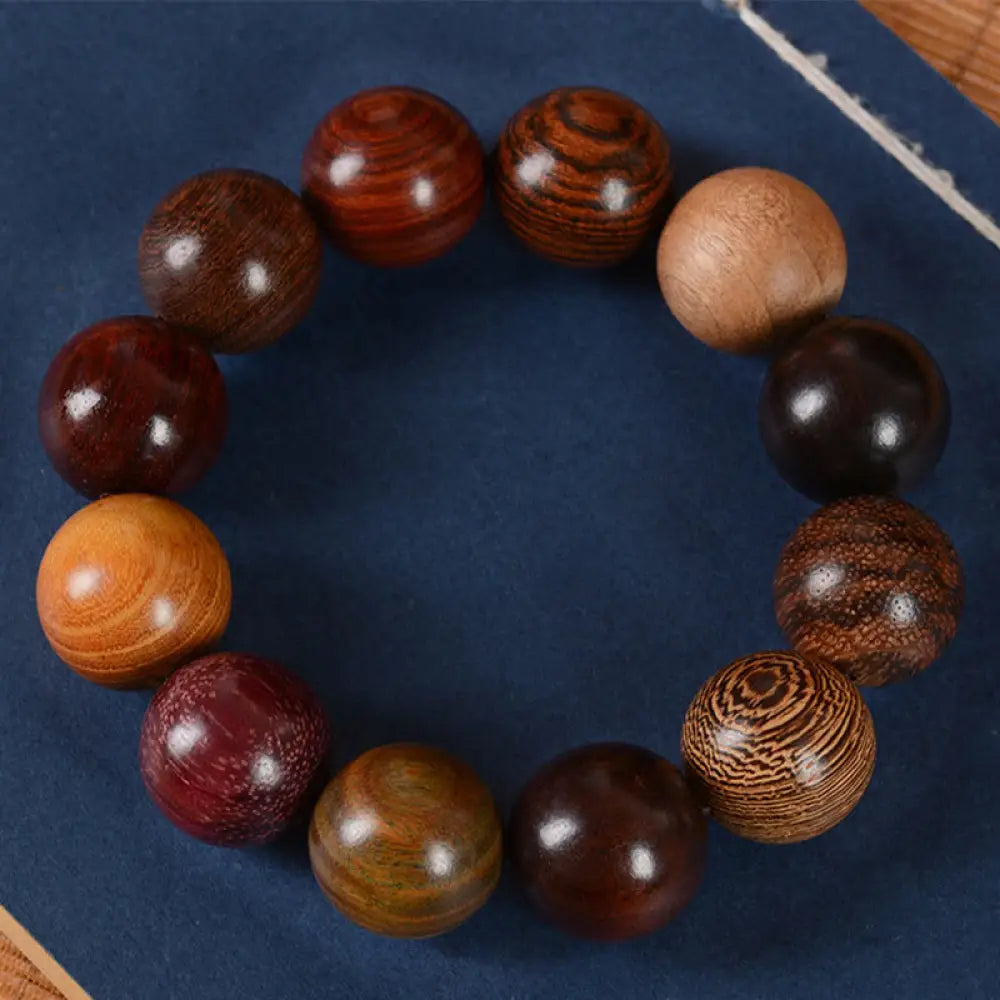 Buddha Stones Multicolored Sandalwood Protection Healing Bracelet - BWOOOH - 20mm*12 Beads - Bracelet