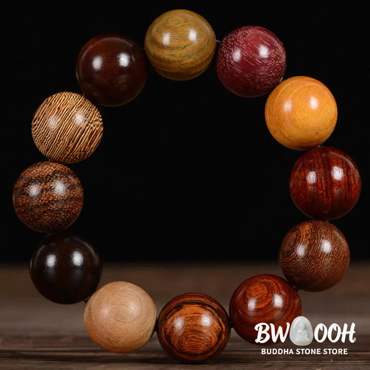 Buddha Stones Multicolored Sandalwood Protection Healing Bracelet - BWOOOH - Bracelet