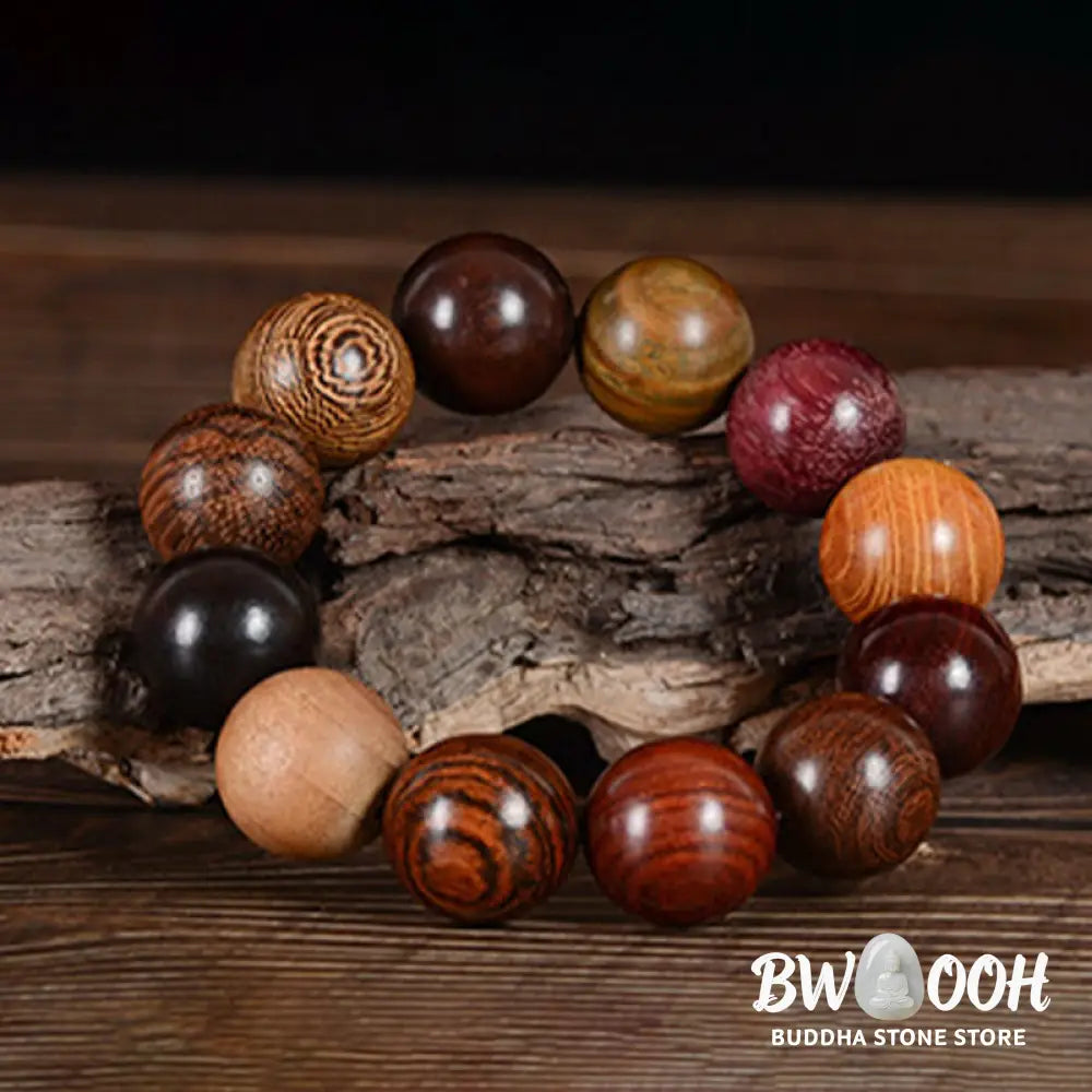 Buddha Stones Multicolored Sandalwood Protection Healing Bracelet - BWOOOH - Bracelet