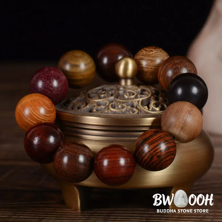 Buddha Stones Multicolored Sandalwood Protection Healing Bracelet - BWOOOH - Bracelet