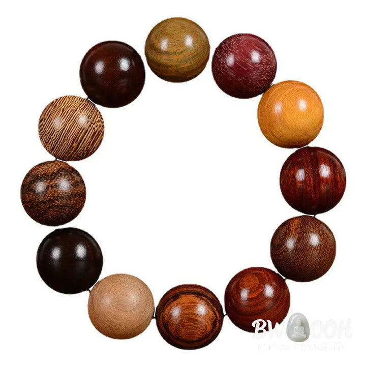 Buddha Stones Multicolored Sandalwood Protection Healing Bracelet - BWOOOH - Bracelet