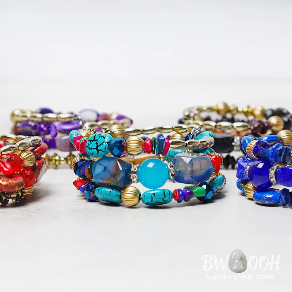 Buddha Stones Multilayer Irregular Turquoise Agate Beads Blessing Bracelet - BWOOOH - Bracelet
