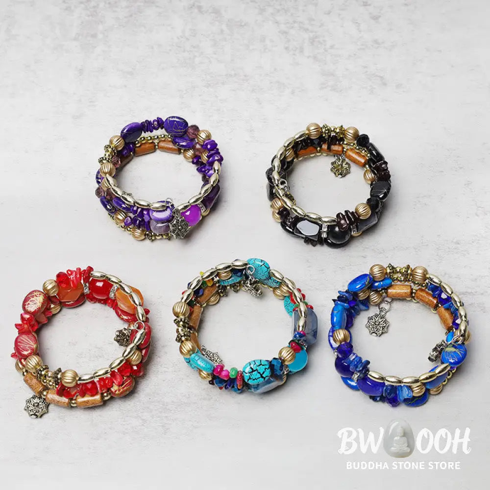 Buddha Stones Multilayer Irregular Turquoise Agate Beads Blessing Bracelet - BWOOOH - Bracelet