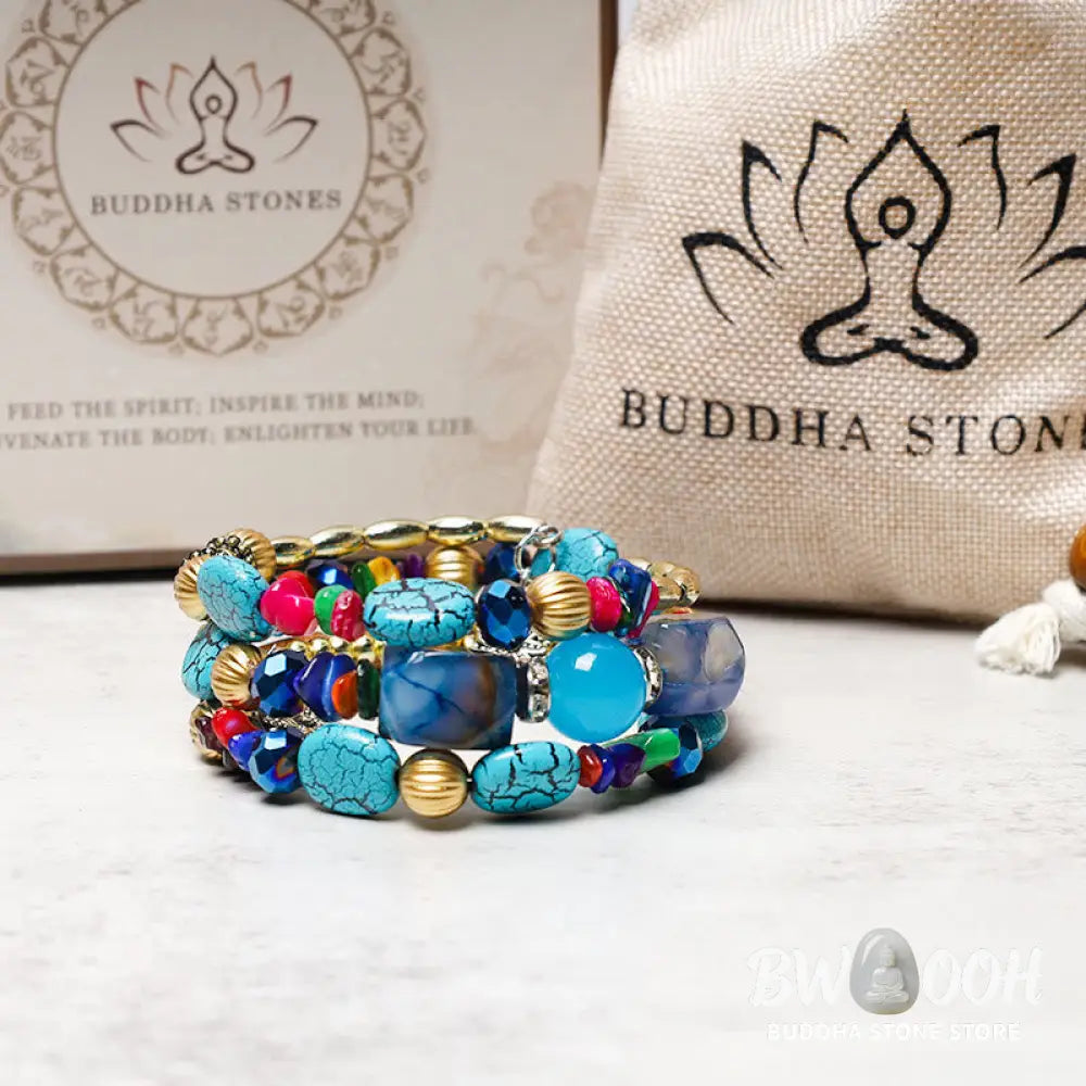 Buddha Stones Multilayer Irregular Turquoise Agate Beads Blessing Bracelet - BWOOOH - Bracelet