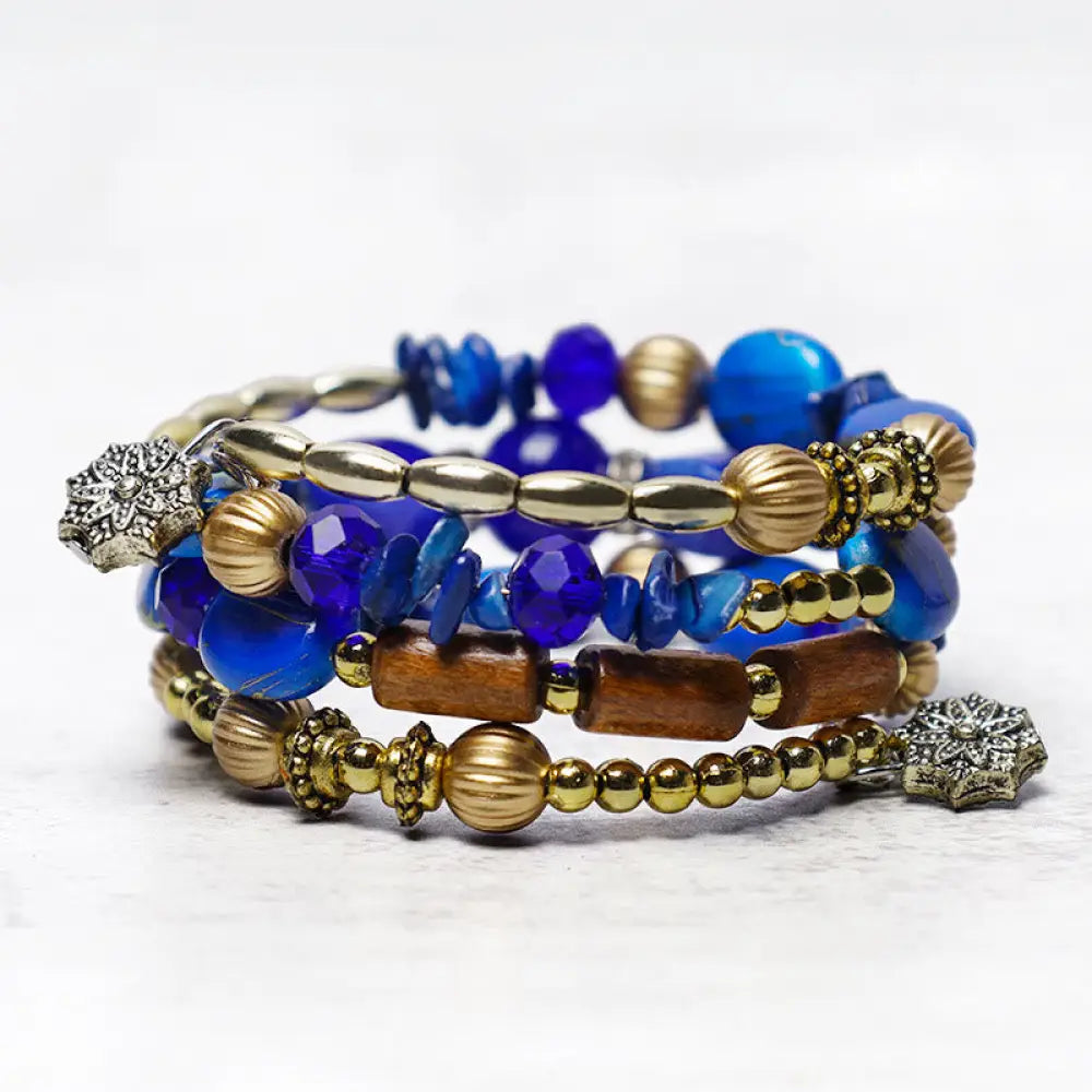 Buddha Stones Multilayer Irregular Turquoise Agate Beads Blessing Bracelet - BWOOOH - Blue Agate - Bracelet