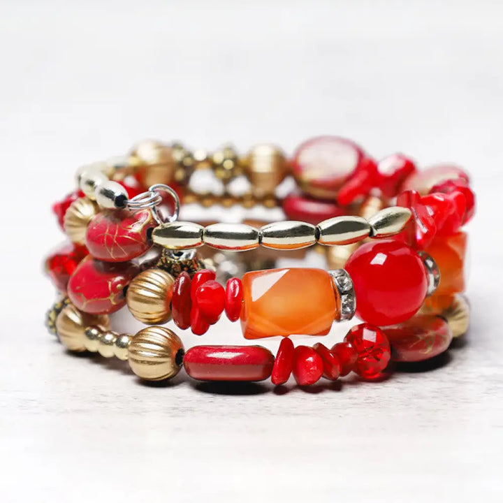 Buddha Stones Multilayer Irregular Turquoise Agate Beads Blessing Bracelet - BWOOOH - Red Agate - Bracelet
