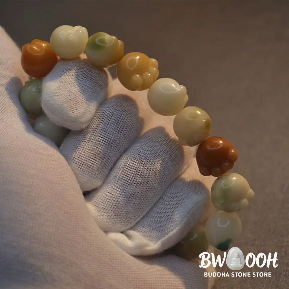 Buddha Stones Multilayered Bodhi Seed Cute Cat Paw Calm Harmony Bracelet - BWOOOH - Bodhi Seed(Auspiciousness♥Luck)