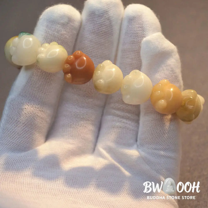 Buddha Stones Multilayered Bodhi Seed Cute Cat Paw Calm Harmony Bracelet - BWOOOH - Bodhi Seed(Auspiciousness♥Luck)