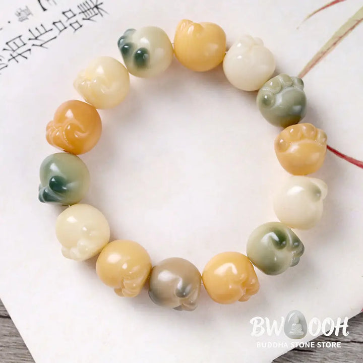 Buddha Stones Multilayered Bodhi Seed Cute Cat Paw Calm Harmony Bracelet - BWOOOH - Bodhi Seed(Auspiciousness♥Luck)