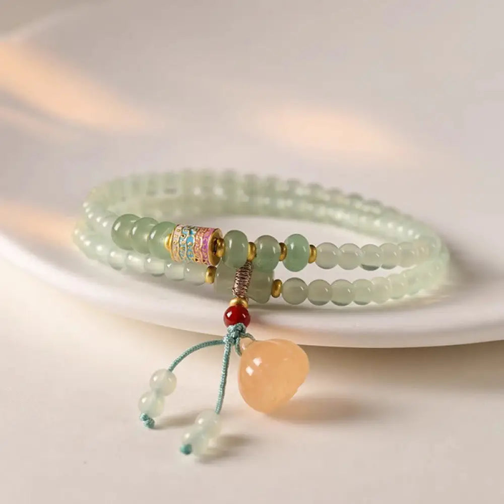 BWOOOH Multiple Circles Natural Aventurine Glass Lotus Pods Lucky Bamboo Positivity Bracelet — Aventurine crystal healing ...