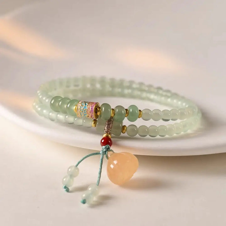 BWOOOH Multiple Circles Natural Aventurine Glass Lotus Pods Lucky Bamboo Positivity Bracelet — Aventurine crystal healing ...