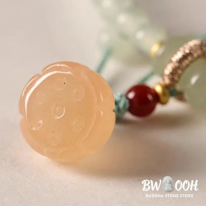 Buddha Stones Multiple Circles Natural Aventurine Glass Lotus Pods Lucky Bamboo Positivity Bracelet - BWOOOH - Green