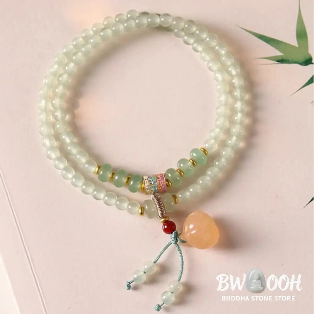 Buddha Stones Multiple Circles Natural Aventurine Glass Lotus Pods Lucky Bamboo Positivity Bracelet - BWOOOH - Green