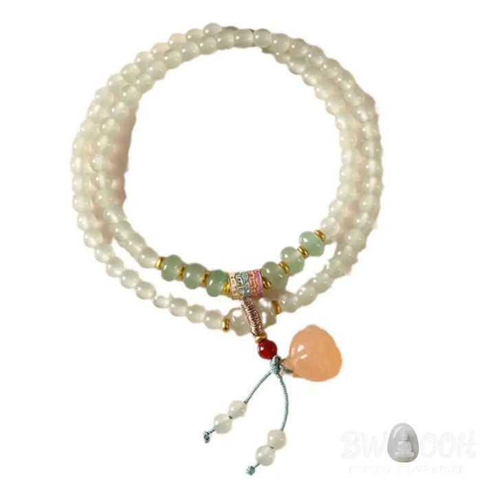 Buddha Stones Multiple Circles Natural Aventurine Glass Lotus Pods Lucky Bamboo Positivity Bracelet - BWOOOH - Green