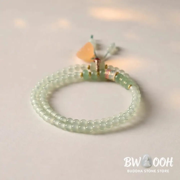 Buddha Stones Multiple Circles Natural Aventurine Glass Lotus Pods Lucky Bamboo Positivity Bracelet - BWOOOH - Green