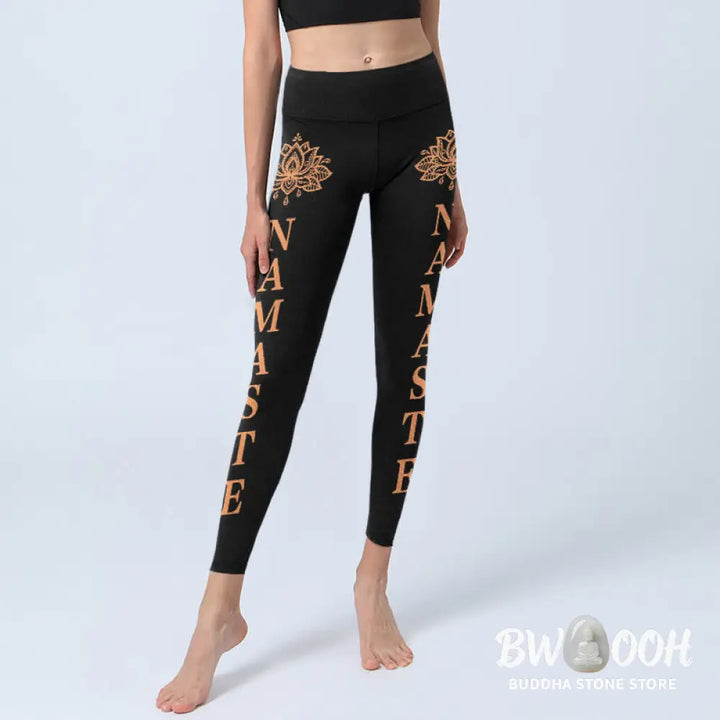 BWOOOH lotus print yoga leggings - Namaste Lotus Shape Gym Leggings Women&