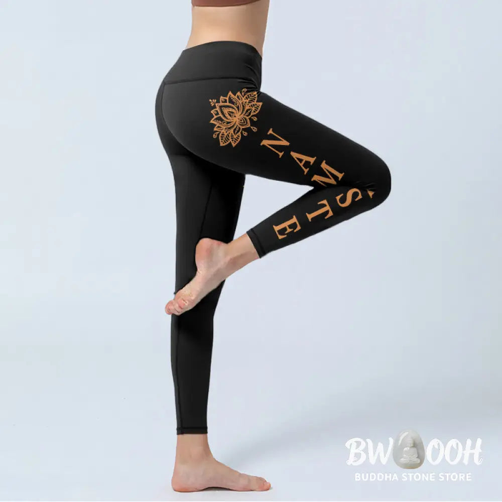 BWOOOH lotus print yoga leggings - Namaste Lotus Shape Gym Leggings Women&