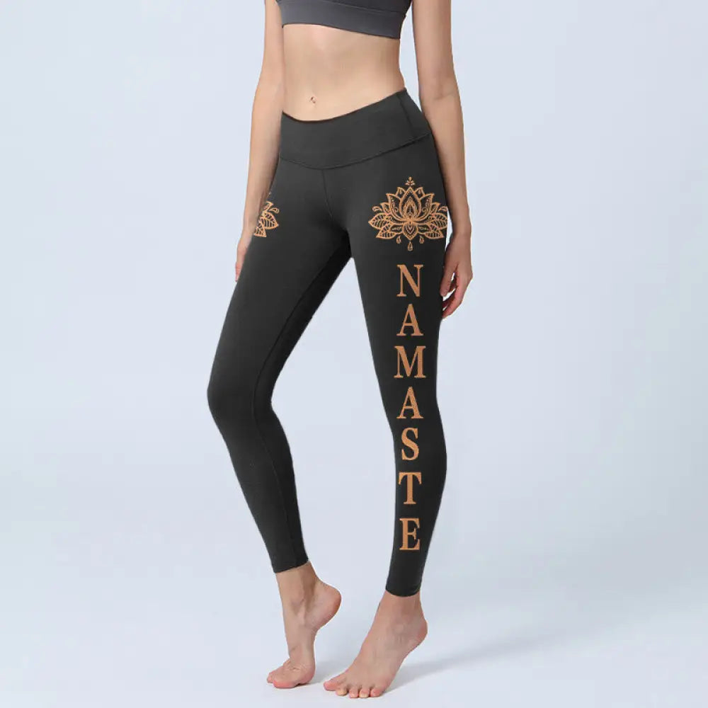 BWOOOH lotus print yoga leggings - Namaste Lotus Shape Gym Leggings Women's