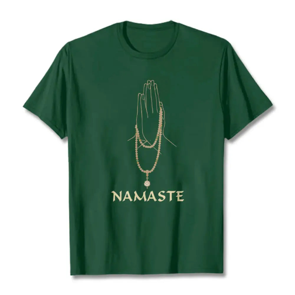 Buddha Stones NAMASTE Tee T-shirt - ForestGreen / S - T-Shirts