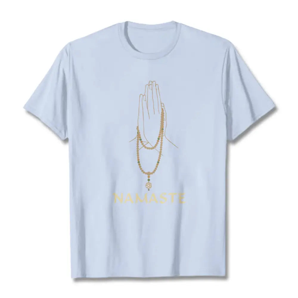 Buddha Stones NAMASTE Tee T-shirt - LightCyan / S - T-Shirts