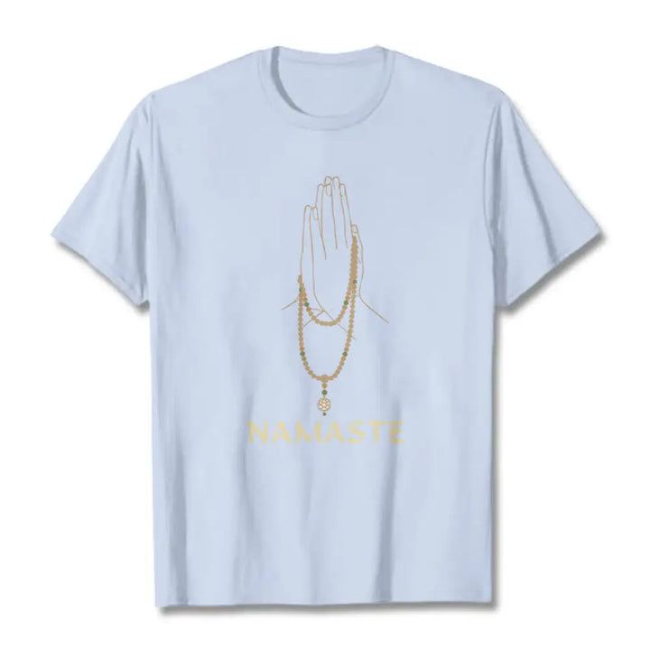 Buddha Stones NAMASTE Tee T-shirt - LightCyan / S - T-Shirts